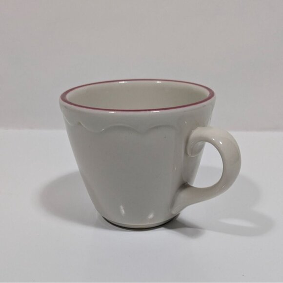Syracuse China White Ceramic Cup Red Rim Scalloped Design Vintage - Picture 4 of 9